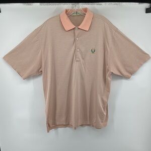 Fairway&Greene Orange,Blue,Green Striped Classic S/S Golf Polo Design SzLg